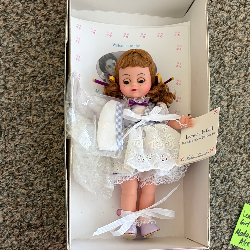 Madame Alexander Lemonade Girl Doll with White Lace Dress and Purple Accents